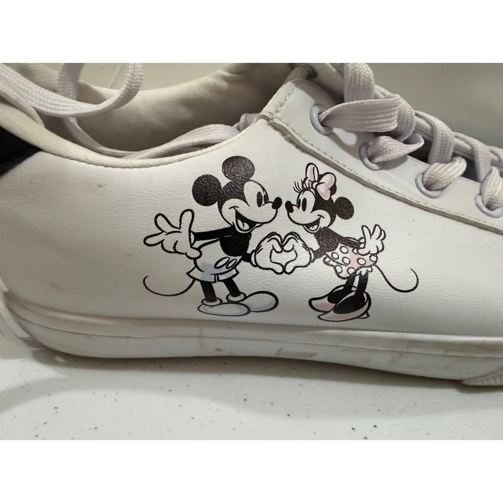 Disney Mickey and Minnie Mouse White Low Top Sneakers Womens Size 9